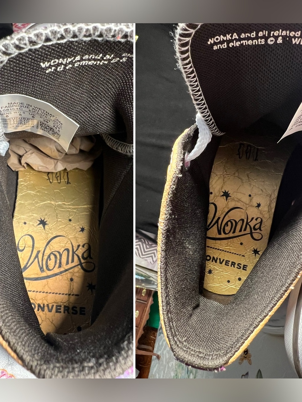 Converse x Wonka All Star Candy Swirl High-Top Sneakers w/Golden Ticket Accents - Picture 14 of 16